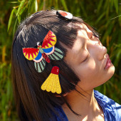 Hand-embroidered hair clips